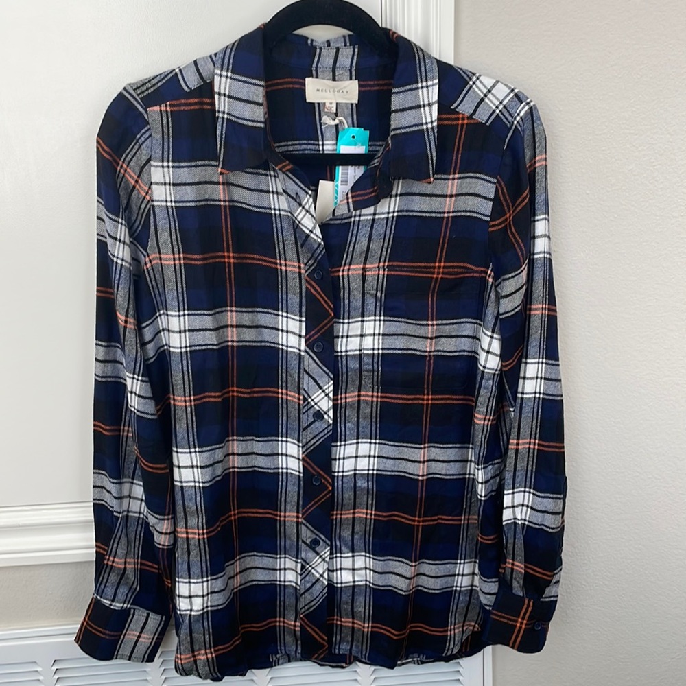 Amarah Super Soft Button Down- Navy- M